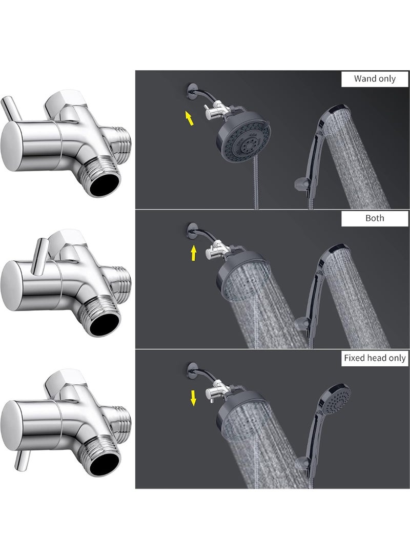 G1 / 2 "صمام تحويل رأس دش ، صمام تحويل ذراع دش النحاس الصلب لرأس دش يدوي ورأس رش ثابت ، قطر 20 مم 3 طرق استبدال نظام دش عالمي (نهاية الكروم) - Image 3